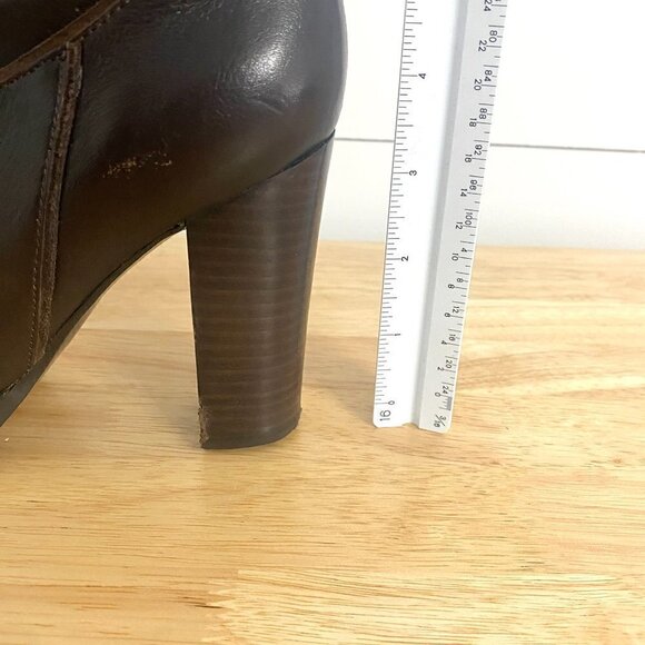 Nine West Tall Brown Leather Pull on Heel Boots, Women’s Size 6 - Picture 12 of 12